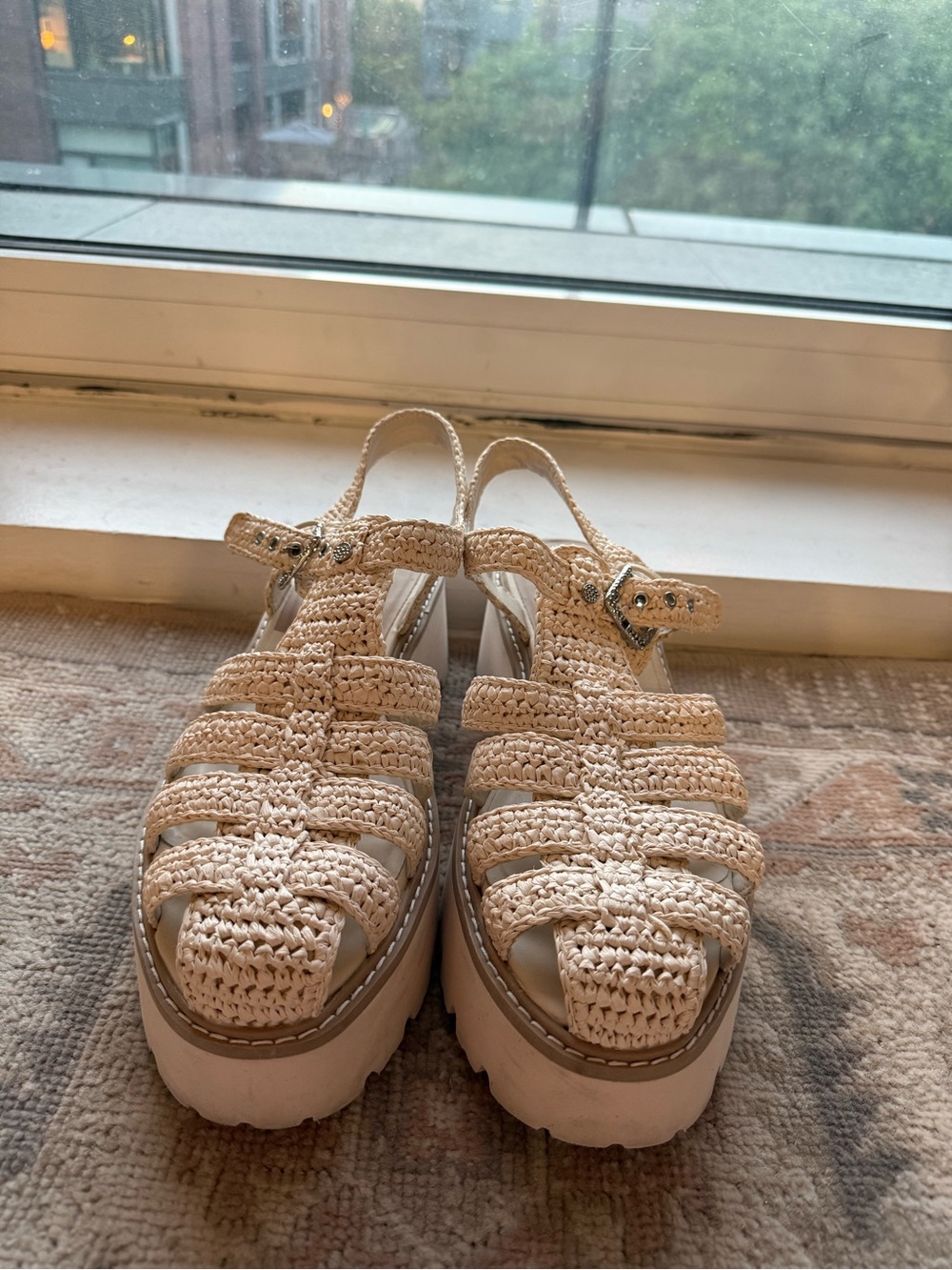 Dolce vita rattan Beige Platform Sandals - Women's Summer Slingback